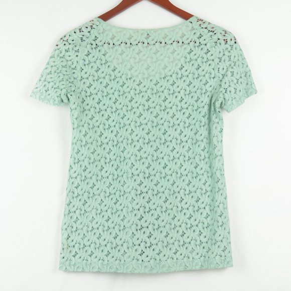 Fossil Mint Green Scoop Neck Lace Top Women's XS - Picture 4 of 6